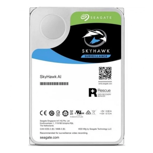 SEAGATE 3.5" 12TB SKYHAWK ST12000VE001 7200 RPM 256MB SATA-3 Güvenlik Diski