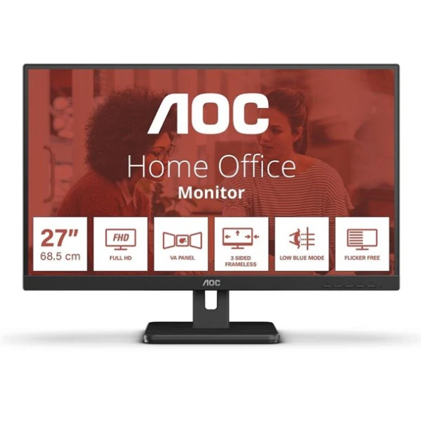 AOC 27" VA 27E3UM/BK 4MS 75HZ HDMI-DP USB EV İŞ MONİTÖRÜ - 2