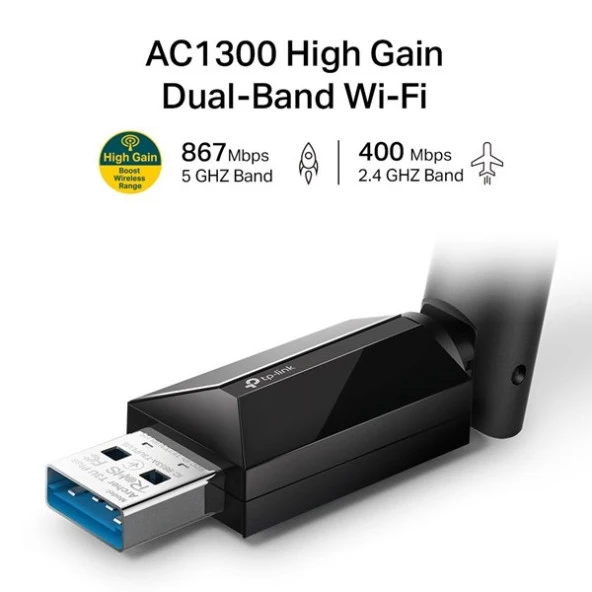 TP-LINK ARCHER T3U PLUS AC1300 Dual Band USB Kablosuz Adaptör - 2