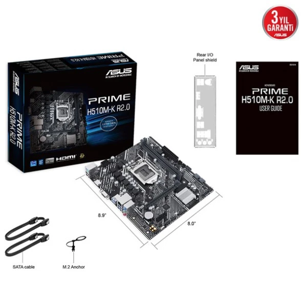 Asus Prıme H510m-K R2.0 Ddr4 Hdmı Pcıe 16X V4.0 1200P V2 Matx - 7