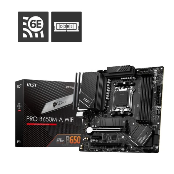 MSI PRO B650M-A WIFI-6E DDR5 HDMI-DP PCIE 4.0 AM5 mATX - 7