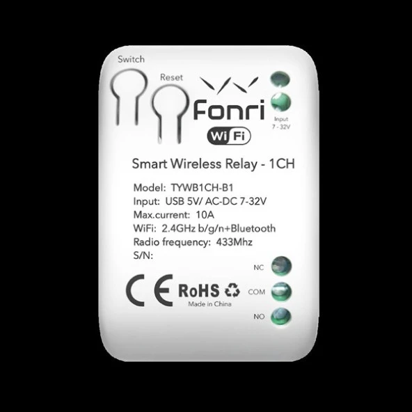 Fonri Wf3-Tm4-0201-02 Wıfı Kablosuz Akıllı  Röle - Tek Kanal