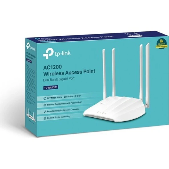 Tp-Lınk Tl-Wa1201 300+867Mbps 1Port 4 Anten 2.4/5Ghz Indoor Access Poınt - Resim 3