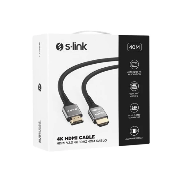 S-LINK SLX-HD4K40 40 Mt Metal v2.0 4K (4096*2160) 60Hz HDMI Kablo - Resim 4