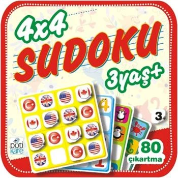 4 X 4 Çıkartmalı Sudoku 3 - +3 Yaş