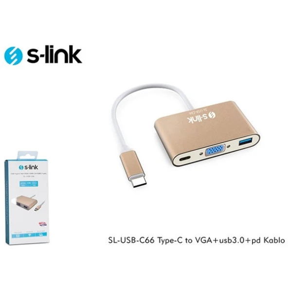 S-LINK SL-USB-C66 0.15metre TYPE-C-USB 3.0_VGA Çevirici Adaptör 4K - Resim 4