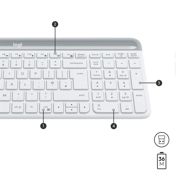 LOGITECH MK470 Kablosuz Q Trk Beyaz Multimedya Klavye - Mouse Set 920-009436 - 8