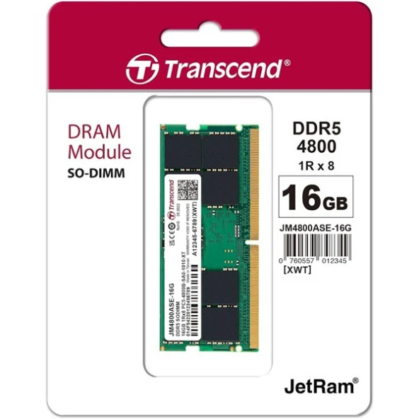 TRANSCEND 16GB DDR5 4800MHZ CL22 NOTEBOOK RAM VALUE JM4800ASE-16G - 2