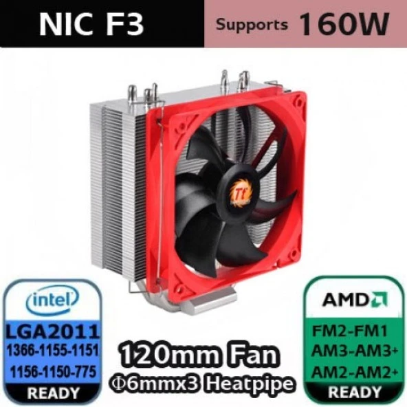 THERMALTAKE NIC F3 CL-P0587 AM3-775P HAVA SOĞUTMALI İŞLEMCİ FANI - 1