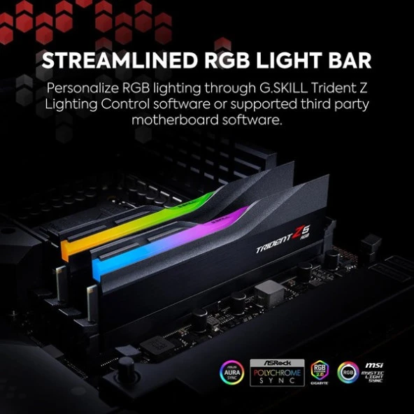 GSKILL 64GB (2X 32GB) DDR5 5600MHZ CL28 RGB DUAL KIT PC RAM TRIDENT Z5 F5-5600J2834F32GX2-TZ5RK - Resim 3