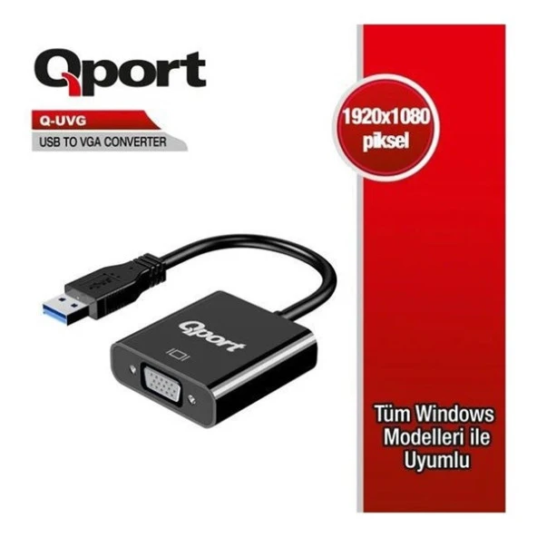 QPORT Q-UVG USB 3.0-VGA Görüntü Adaptörü ürün görseli 1