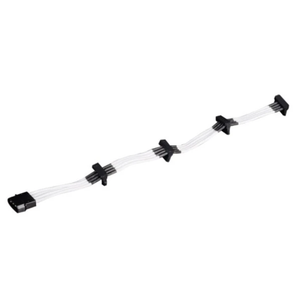 SilverStone Molex to 4 x SATA Uzatma Çoklayıcı Örgülü Beyaz Kablo (SST-PP07-BTSW)