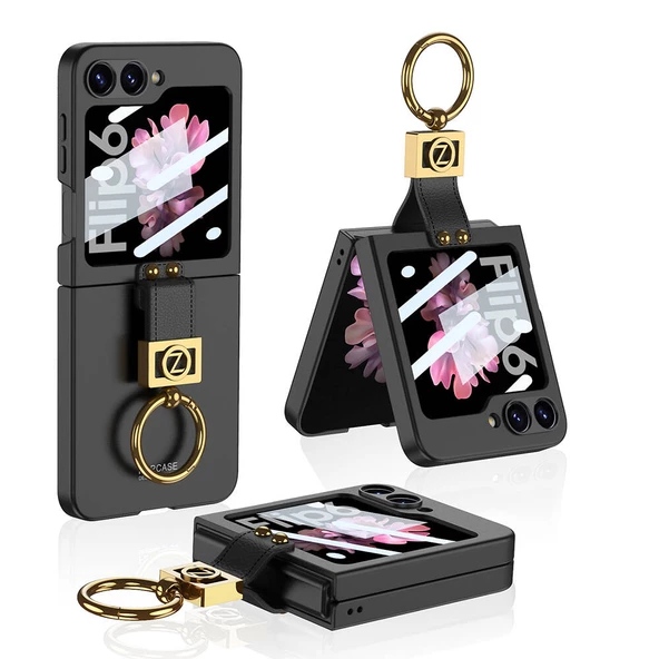 Vendas Samsung Galaxy Z Flip 6 Kılıf Zore Z Harfli Yüzüklü Kıpta Kapak - 4