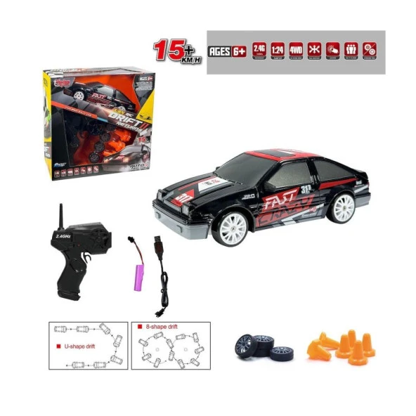 HB-SC24A07-09-10-11 Kumandalı Full Fonksiyon 2.4G Şarjlı 1:24 Drift Araba -Vardem - 4