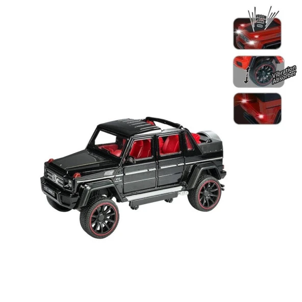 HCL-902 Çek Bırak 1:22 Sesli ve Işıklı Metal Jeep -Vardem - 4