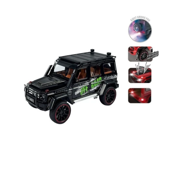 HCL-801P Çek Bırak 1:22 Sesli ve Işıklı Buhar Çıkartan Metal Jeep -Vardem - 3