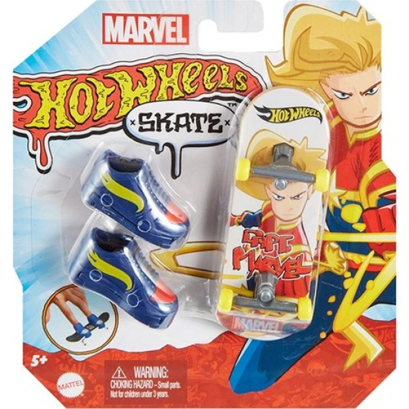 Hot Wheels Skate Temalı Parmak Kaykay ve Ayakkabı Paketleri HMY18 HNL75 Capt. Marvel