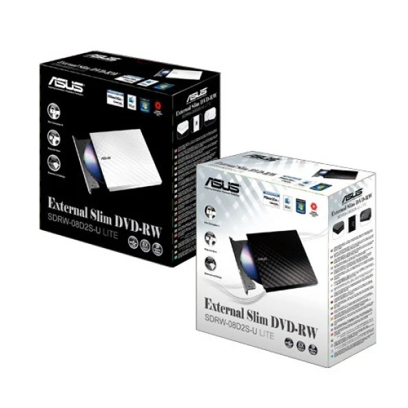 ASUS 8x SDRW-08D2S-U USB 2.0 Slim Harici DVD Yazıcı Siyah - 2