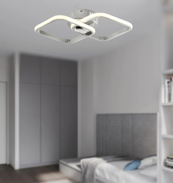 TT Aydınlatma TT405-2-KR  Krom Kaplama 2 li Kare Led Avize - 2