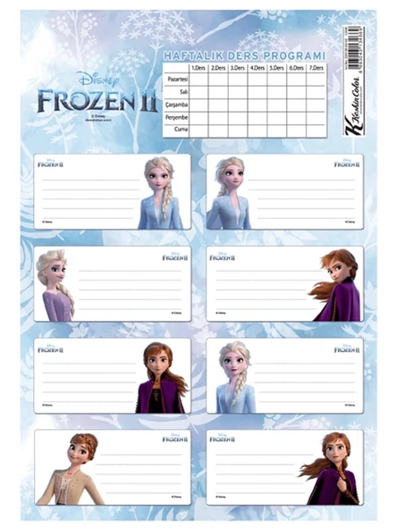 Keskin Color Frozen Iı Okul Etiketi Ders Programlı 3 LÜ 220130-92