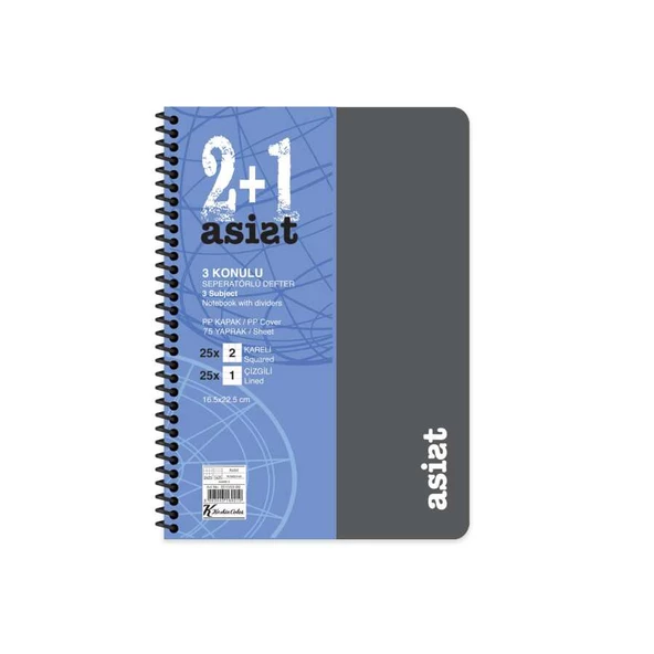 Keskin Color Defter 16,5x22,5 2+1 Ayraçlı Plastik Kapak Asist - 4