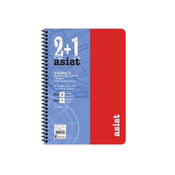 Keskin Color Defter 16,5x22,5 2+1 Ayraçlı Plastik Kapak Asist