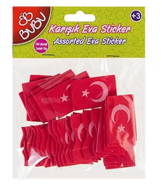 Bubu Karışık Eva Sticker Bayrak Bubu-St0015