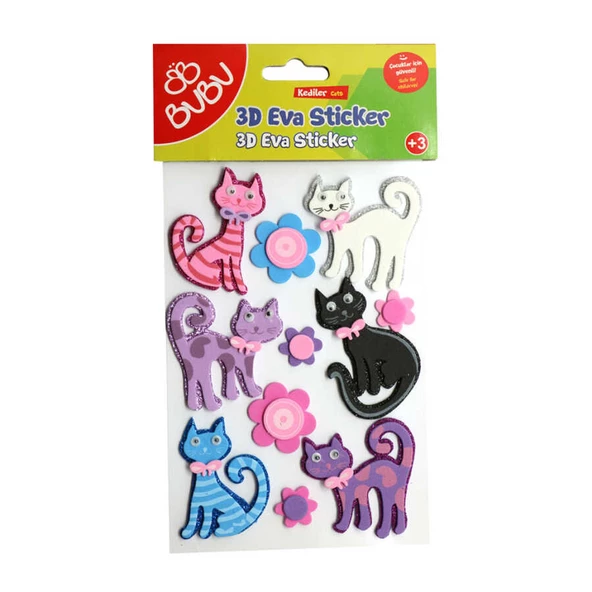 Bu-Bu 3D Eva Sticker Hayvanlar Kediler BUBU-STS040