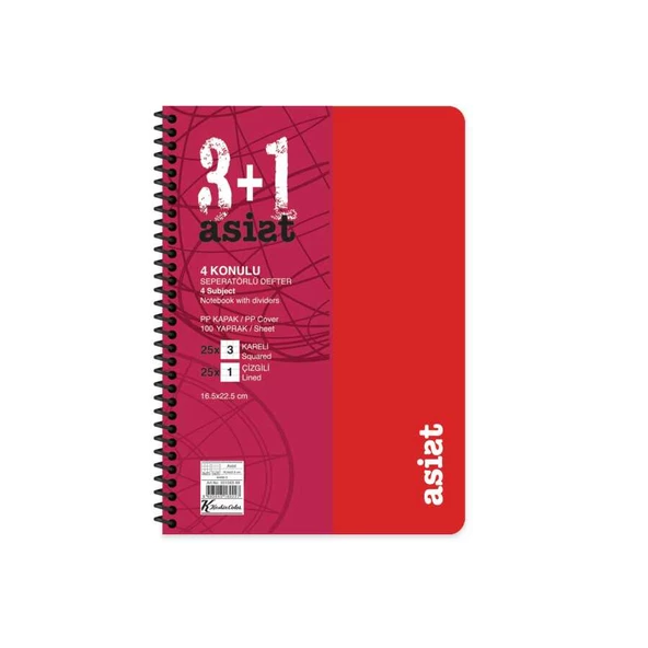 Keskin Color Defter 16,5x22,5 3+1 Ayraçlı Plastik Kapak Asist