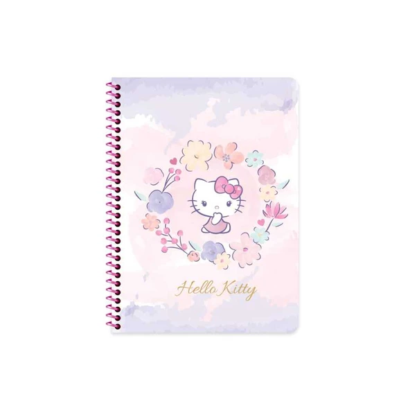 Hello Kitty Spiralli Karton Kapak Defter 16,5x22,5 80 Yaprak Kareli