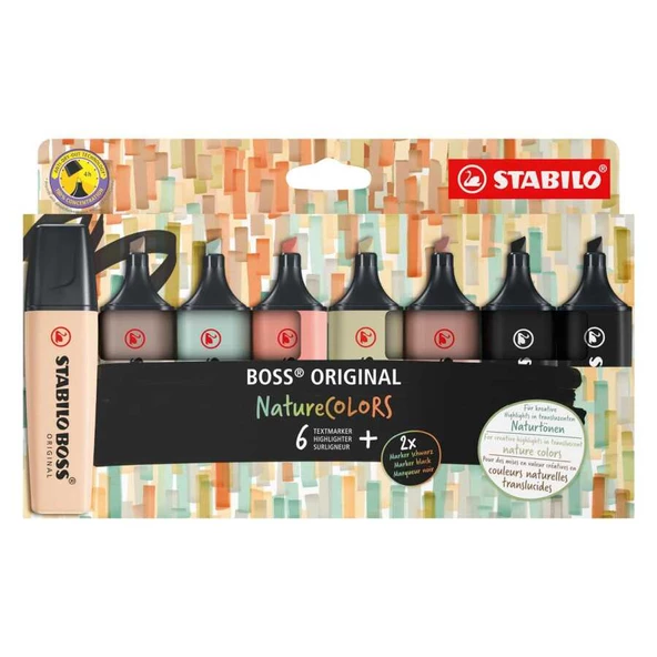 Stabilo Fosforlu Kalem Boss Naturecolors 8pcs.wallet 708-2-1 - 2