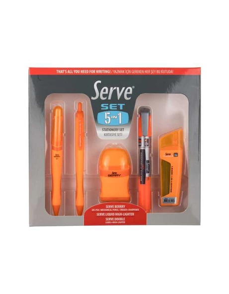 Serve Kırtasiye Seti 0.7 MM Turuncu 5 Li