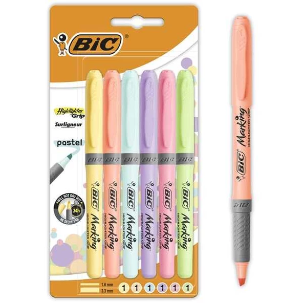 Bic Fosforlu Kalem Grıp Pastel 6 Lı 992561