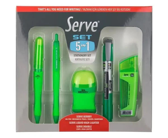 Serve Kırtasiye Setı 0.7 MM Yesıl 5 Li