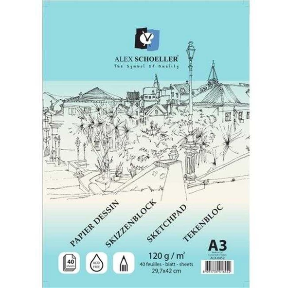 Alex Schoeller A3 120 Gr 40.lı Eskiz Sipiralli Blok