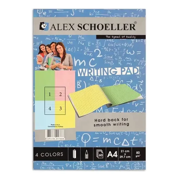 Alex Schoeller A4 80 Gr 60.Lı Blok.Renk.Çizgili Alx-7666