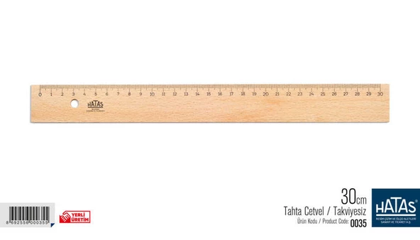 Hatas Tahta Cetvel  30 Cm