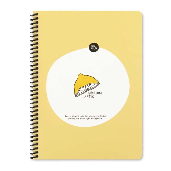 Keskin Color Hisli Şeyler A4 80 Yp Çizgili Spiralli Sticker Defter Sıkıldım Artık