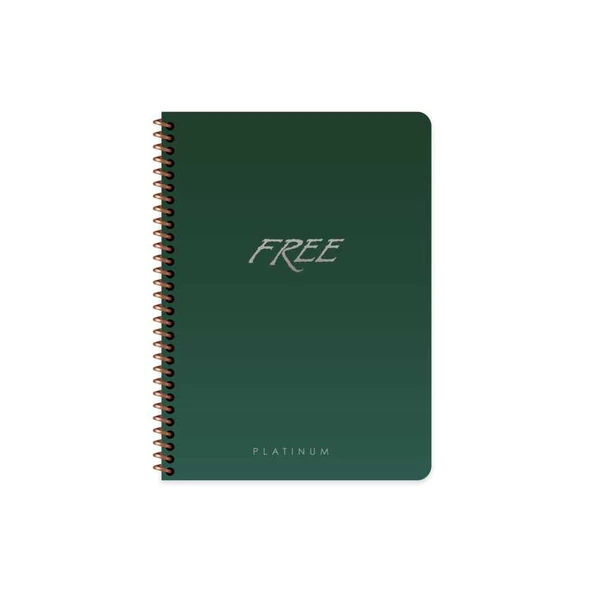 Free Platinum A5 80 Yaprak Kareli Karton Plastik Kapak Defter Keskin Color