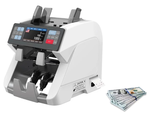 HMS KAAN PRO (PRİNTER'LI) Para Sayma Makinesi 25 Ülkeli 1+1 Müşteri Ekranlı