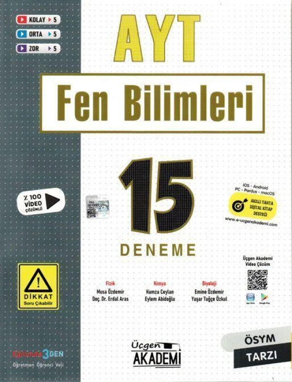 Yks Ayt Fen Bilimleri 15 Deneme