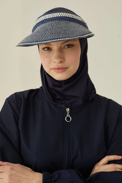 Lacivert Plain Pattern Tesettür Mayo - Resim 2