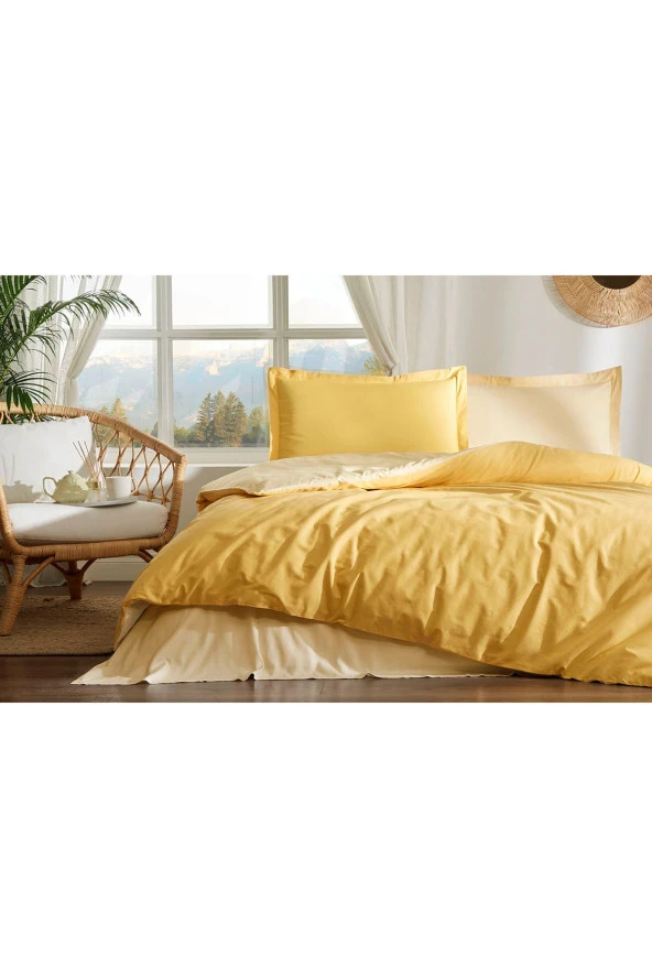 Özdilek Colormix Bal Sarısı Gold Çift Kişilik Ranforce Nevresim Takımı 200 x 220 - 3