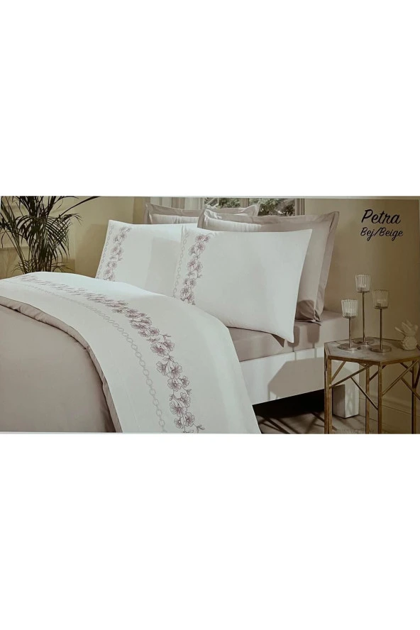 Özdilek Boutique Çift Kişilik Nevresim Takımı Bej-Petra 200 x 220 - 1
