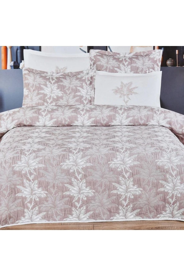 Özdilek Comfort Set Palm Çift Kişilik Yatak Örtüsü Pudra 250 x 260