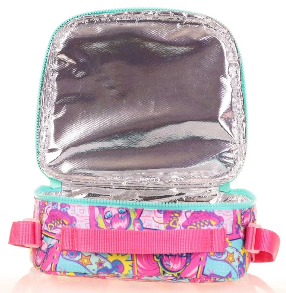 Kaukko Kız Çocuk Isı Yalıtımlı Beslenme Çantası ve Kalemlik Seti - Pembe Yeşil - Resim 2