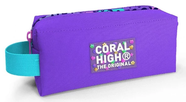 Coral High Mor Leopar Tek Bölmeli Kalemlik - Kız Çocuk Kalem Çantası ürün görseli