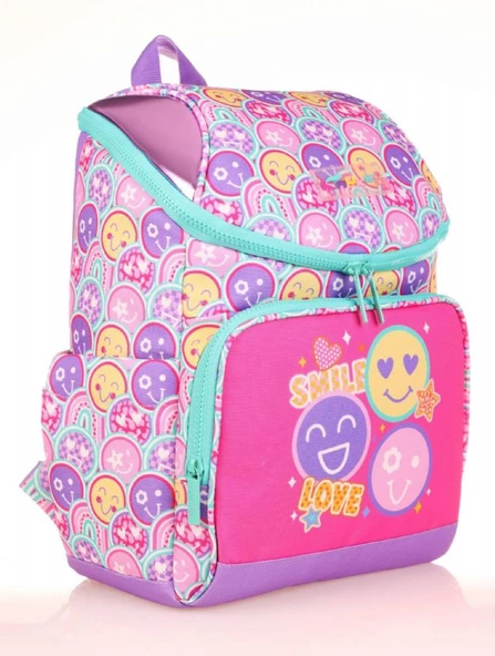 Kaukko Kids Pembe Gülen Yüz Kız Çocuk Okul Sırt Çantası - Özel Tasarım ürün görseli