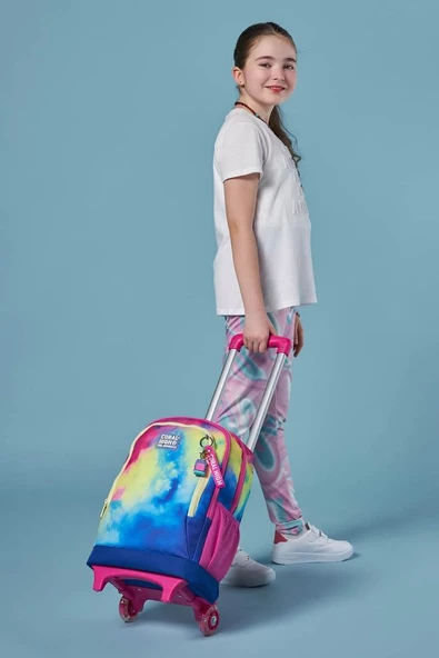 Coral High Işıklı Tekerlekli Renkli Batik Çekçek Okul Çantası - Kız Çocuk - Resim 3