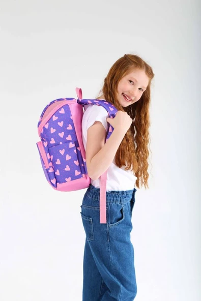 Kaukko Kids Mor Sevimli Tavşan Kız Çocuk Okul Sırt Çantası - Özel Tasarım - Resim 3